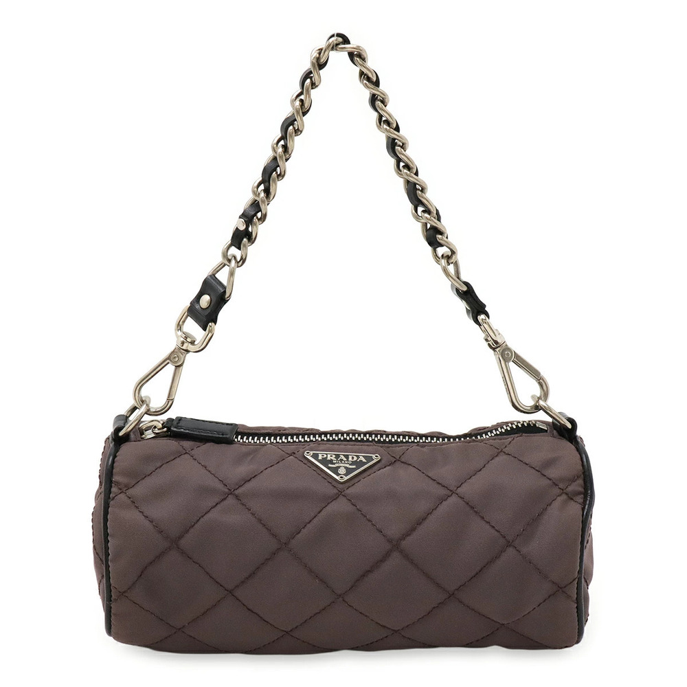 Prada accessory Pouch Clutch cosmetic case chain handle quilted dusty purple